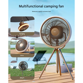 Portable Camping Fan – 10,000 mAh Rechargeable Battery, LED Light, Remote Control, Quiet & Adjustable Airflow